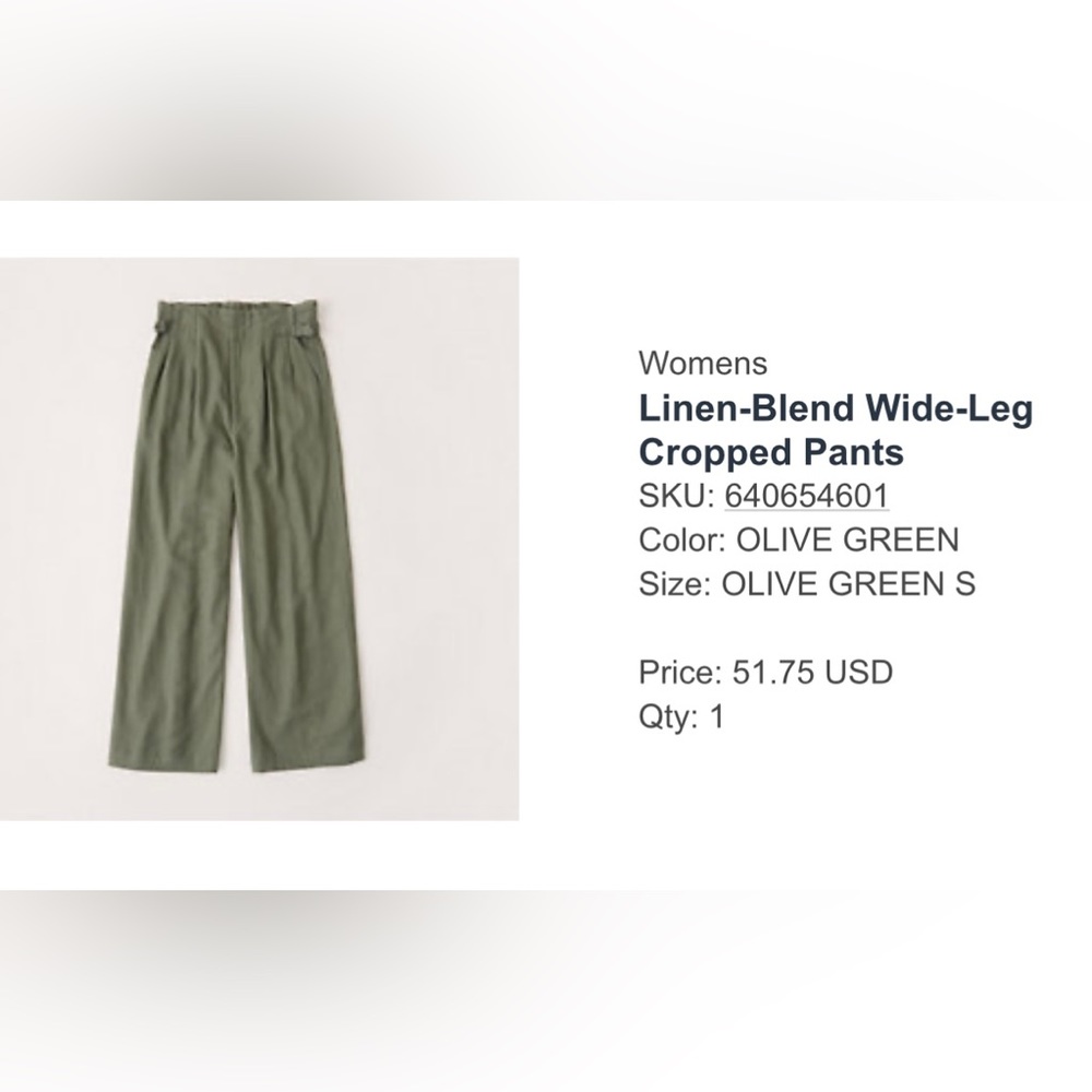 Abercrombie Womens Linen-Blend Wide-Leg Cropped Pants